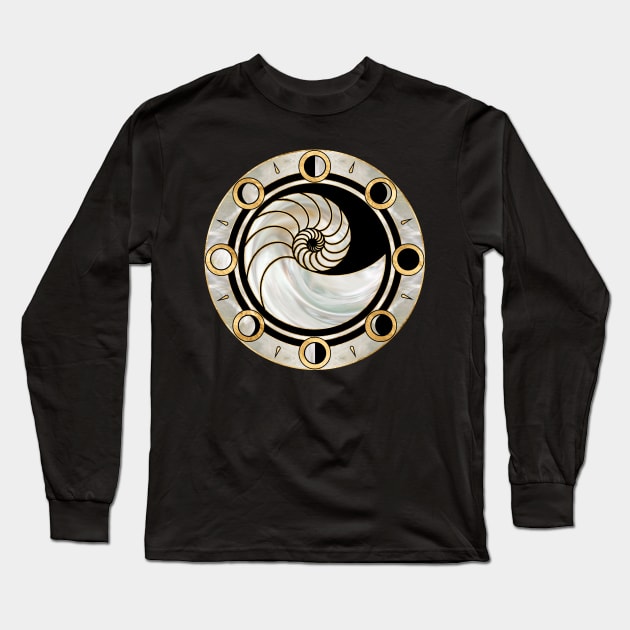 Nautilus Shell - Phases of the moon Long Sleeve T-Shirt by Nartissima